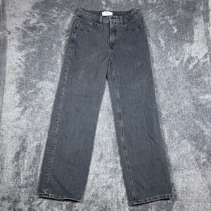 Fabletics Womens High Waisted Wide Leg Jeans Faded Black Denim Size 25R